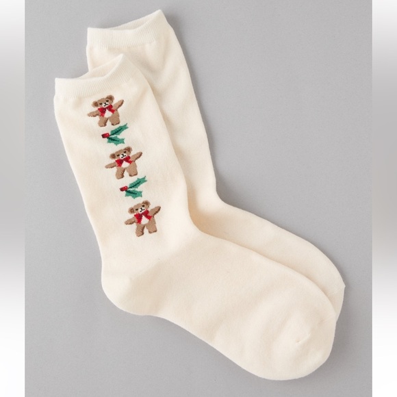 AE Teddy Bear Crew Socks - Picture 1 of 4
